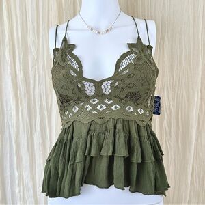 Free People Adella Cami Sparrow Olive Extra Small New‎